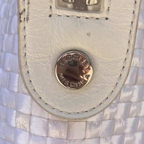 Badgley Mischka Helena Raffia Shine Smooth Leather Tote - Picture 6 of 8